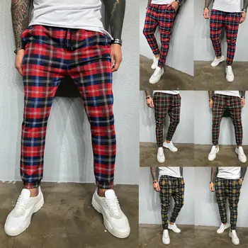 

Fashion Men Brand New Plaid Casual Pants Joggers Slim Fit Skinny Casual Pencil Trousers Long Pants Plus Size 3XL Dropshipping