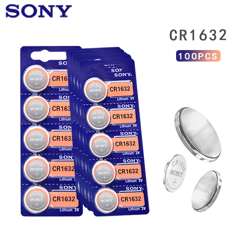 100 шт. Литиевые кнопочные батарейки Sony CR1632 3 в LM1632 BR1632 ECR1632 CR 1632 для электронных