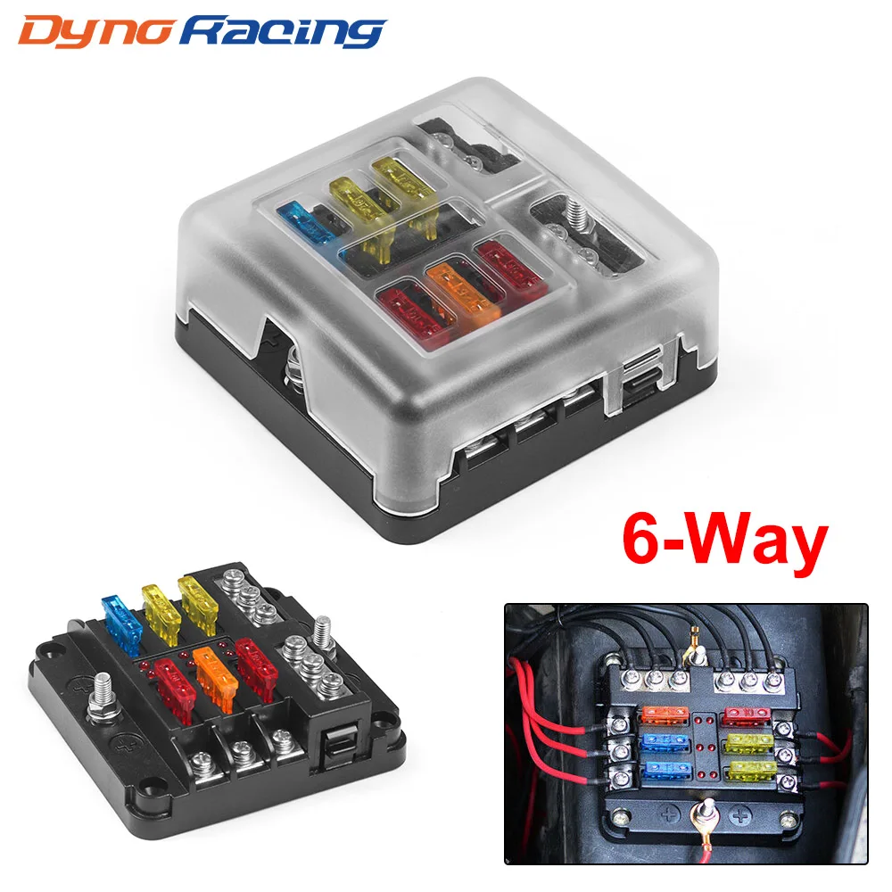 6-Way or 12-Way Car Boat Blade Fuse Box Block Holder LED Indicator 12V 32V Auto Marine Waterproof Power Distribution Panel Board fuse box holder fuse holder fuse box marine fuse block power distribution block