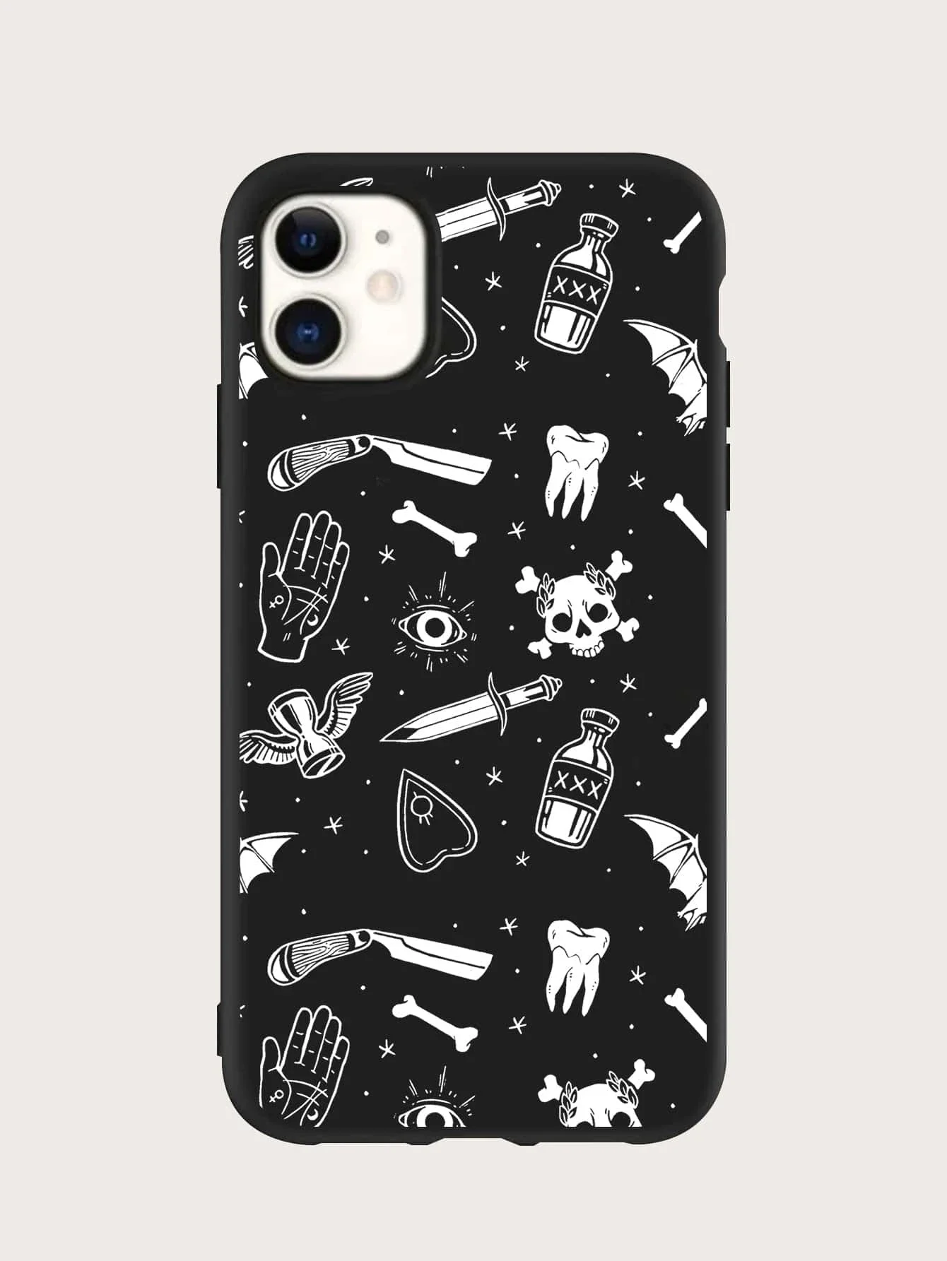 Halloween Bat Skull Love Black Phone Case For iphone 11 12 13 Pro MAX X XR SE2020 6 7 8 Plus | Мобильные телефоны и