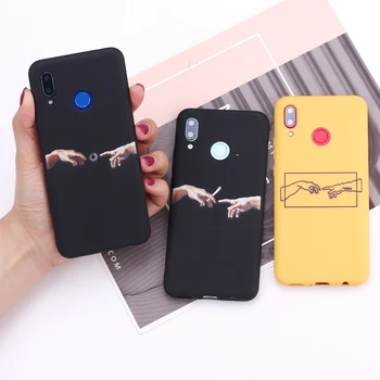 

For Huawei Honor Mate 10 20 Nova P20 P30 P40 P Smart Mona Lisa Art David lines Painted Silicone Phone Case Cover Capa Fundas