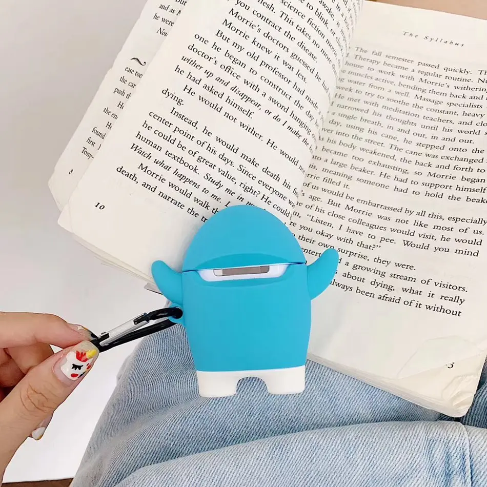 Милый чехол для AirPods 2, силиконовый чехол для наушников с изображением животных из мультфильмов для Apple Air Pods, чехол, аксессуары для чая с брелоком