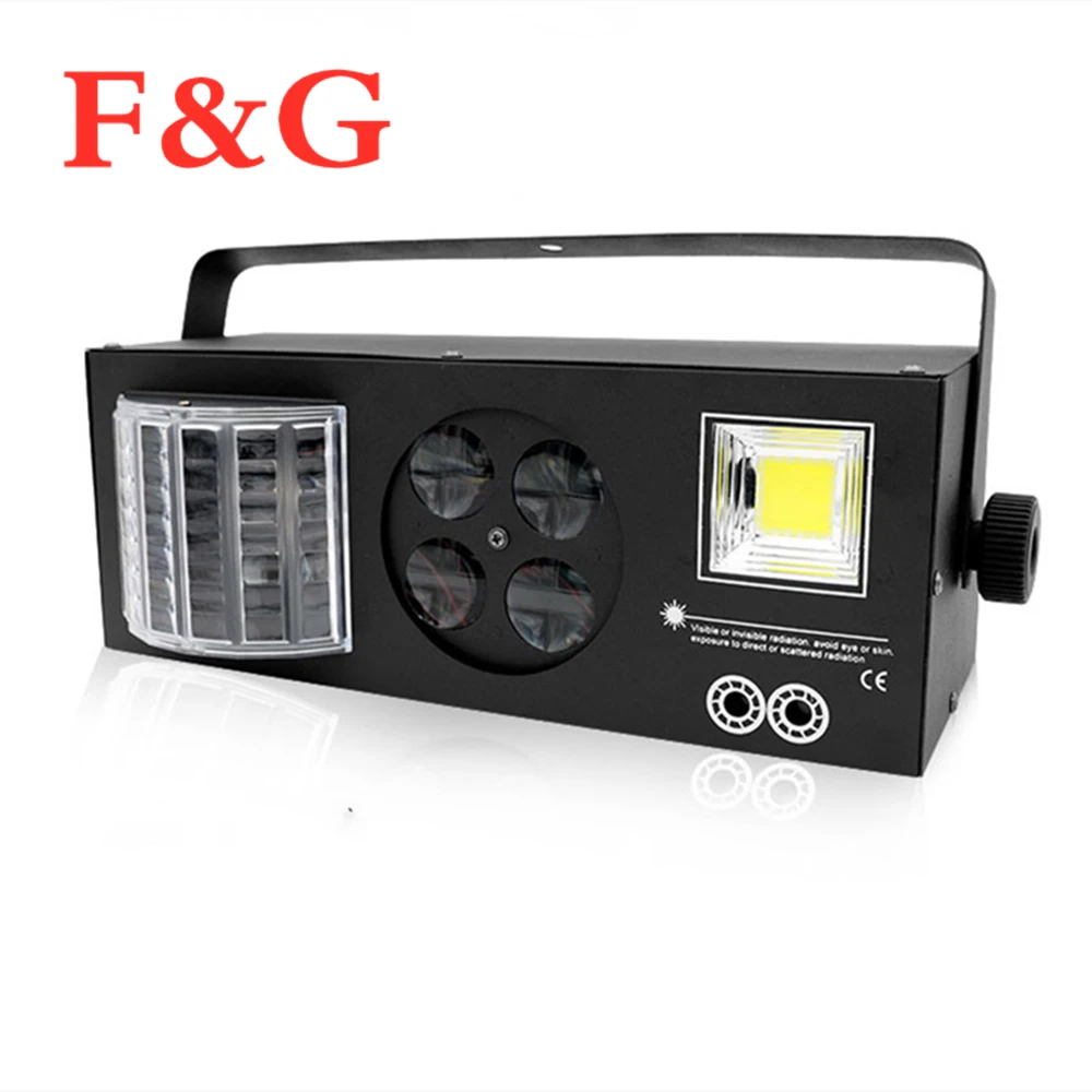 

F&G LED Mini Stage Lights DJ Disco Strobe+Laser+Pattern+Butterfly 4in1 Effect Light For KTV Disco DJ Family Party Light Show