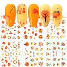 10 แผ่นเล็บ Maple/ขน/Flower Water Transfer สติกเกอร์เล็บ Decals ความงามตกแต่ง DIY สี TATTOO สติกเกอร์(China)