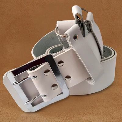 Double buckle white Мужской стиль Униформа Военная Униформа ремни армейская тренировка Открытый Повседневный кожаный ремень мужской Homme бизнес пилот капитан ремни - Цвет: Double buckle white