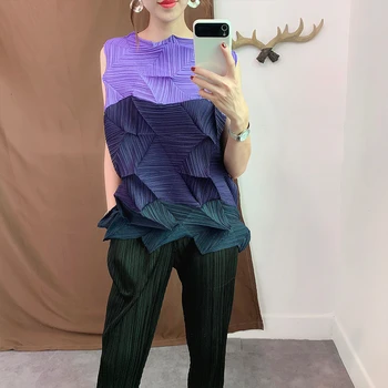 

TVVOVVIN 2019 Summer New Fashion Temperament Women Loose Plus Casual Pleated Color Matching Vest Tops B164