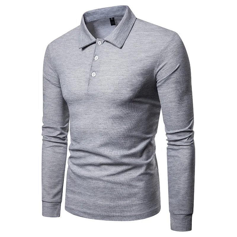New Products On New Youth Men Versitile Fashion Solid Color Long Sleeve Large Size POLO Shirt