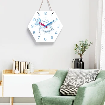 

Simple Water Element Wall Clock Print Silent Wall Watch Bathroom Decor Modern Design Large Mute Wall Decorative Clocks Wholesale