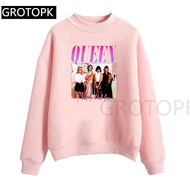 

Freddie Mercury Queen Band Sweatshirts Women Long Sleeve Pullover Hip Hop Hoodie Rock Hipster Hoodies Streetwear Kpop Clothing