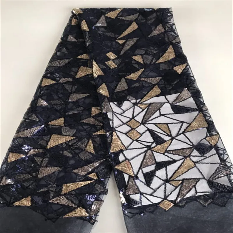 Новая блестящая золотая африканская кружевная ткань нигерийский гипюр с