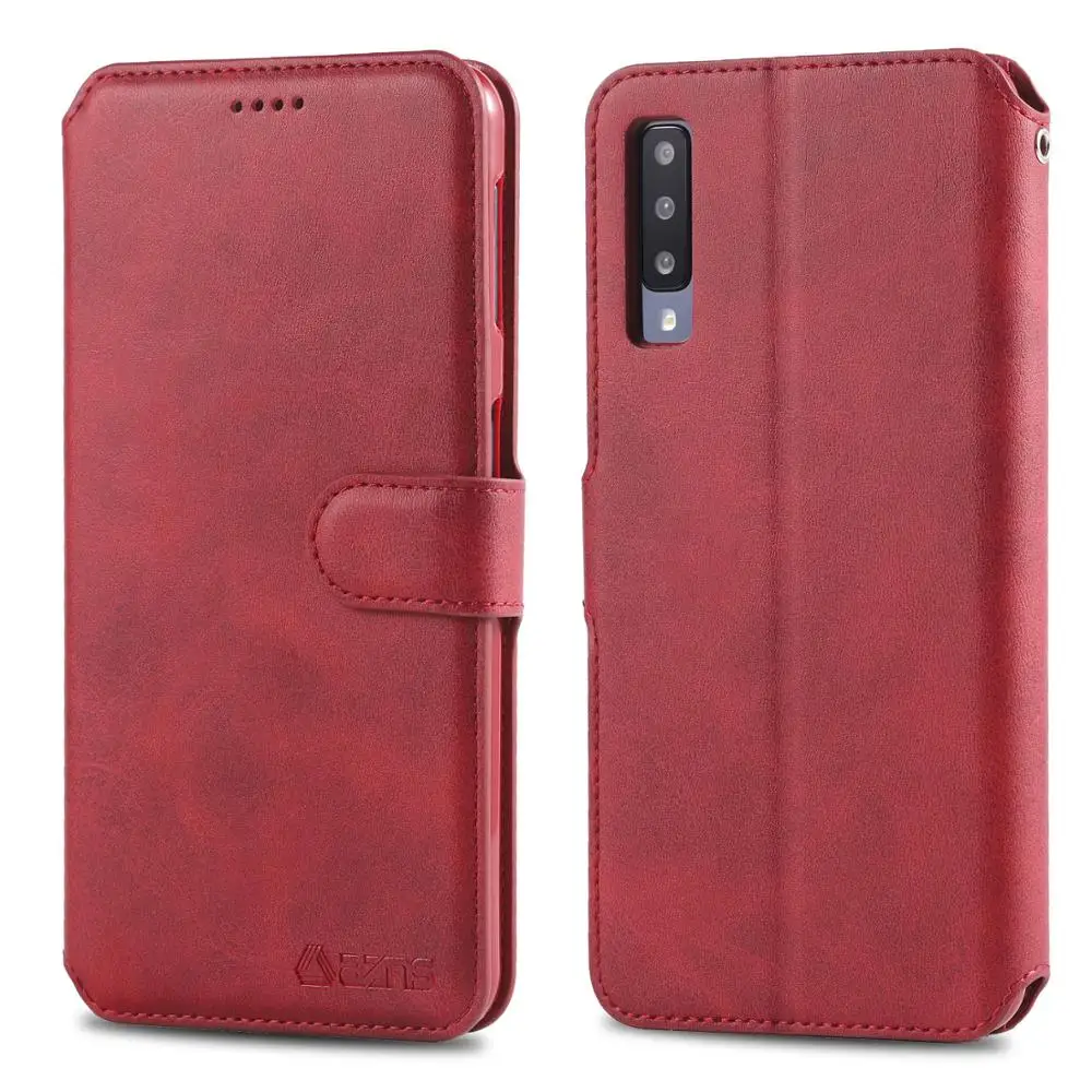 Красный Кожаный чехол-книжка для samsung A70, держатель для карт, кошелек, чехол для samsung Galaxy A70, чехол, чехол - Цвет: Красный