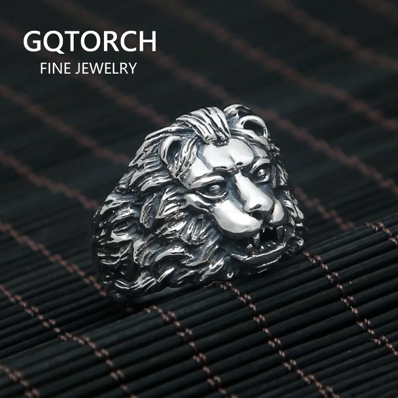 Винтажное 925 пробы Серебряное мужское кольцо с животными Король Лев