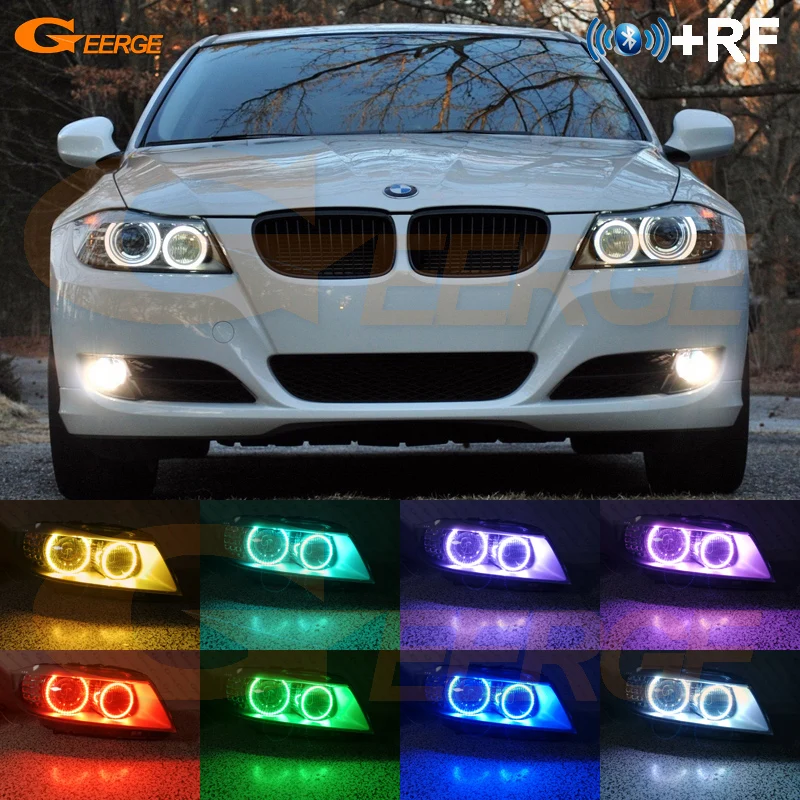 

For BMW 3 Series E90 E91 LCI 2008-2012 Xenon Headlight Excellent Multi-Color RGB LED Angel Eyes kit halo rings