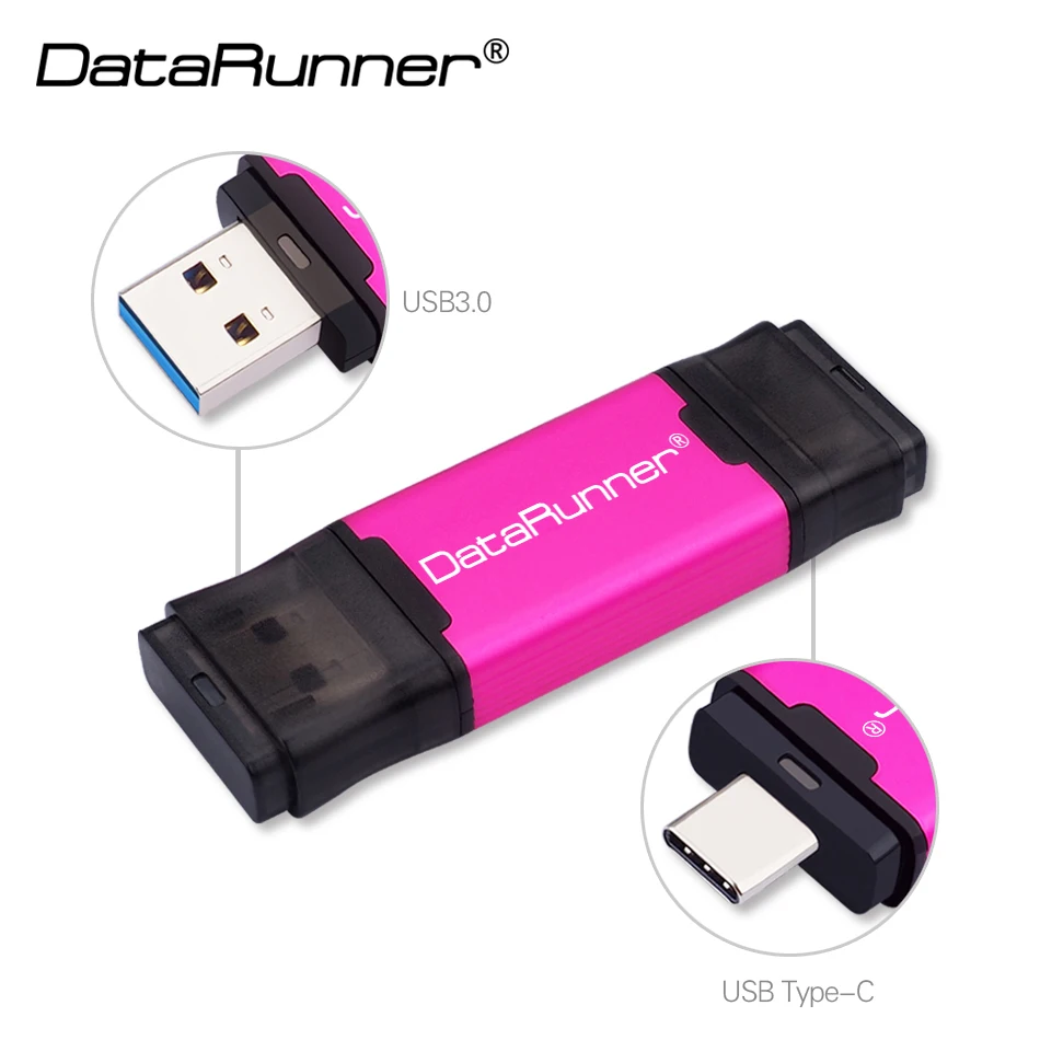 Rose Red DataRunner Тип C флеш-накопитель USB 3,0 256 ГБ 128 Гб 64 ГБ 32 ГБ флеш-накопитель внешний накопитель 512 ГБ USB накопитель для type-C/PC - Цвет: Rose Red