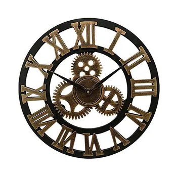 

16 inch Big Size Rustic Wall Clock with Gear Decorative Vintage Clock with Roman Numerals