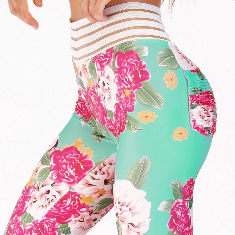 Photo Color ropa mujer леггинсы женские штаны для тренировок модные с цветочным принтом на бедрах облегающие леггинсы для фитнеса размера плюс S-XL - Цвет: Photo Color