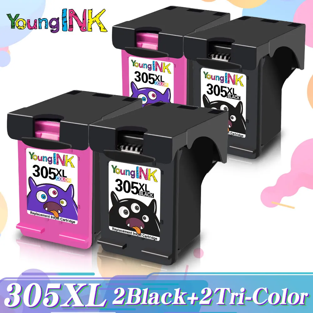 YOUNGINK Replacement Compatible For HP 305 XL HP305 hp305xl 305XL ink cartridge For HP DeskJet 2710 2720 4110 4120 4130 6010 replacement inkjet cartridges Ink Cartridges