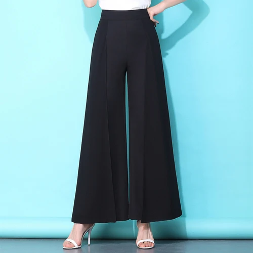 Новинка, шифоновые модные Pantalon Свободные повседневные женские штаны на молнии с высокой талией, корейские винтажные штаны Палаццо