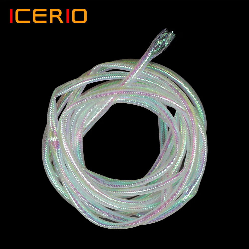 

ICERIO 4 Meters Holographic Tinsel Mylar Mesh Tube Braid Fish Scale Body Tube Fly Tying Minnow Spoon Flies Body Flash Material