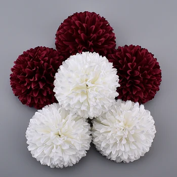 

10cm Large Artificial Pompom White Silk Flowers Head Hydrangea Home Wedding Decoration DIY Scrapbooking Fake Flower Wreaths