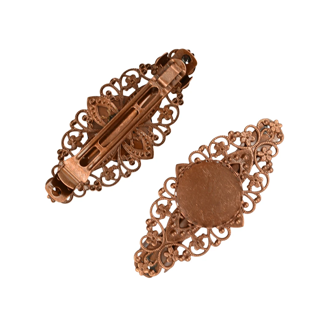 2pcs Filigree Hair Clip Barrettes Cabochon Setting Finding Hair Accessories
