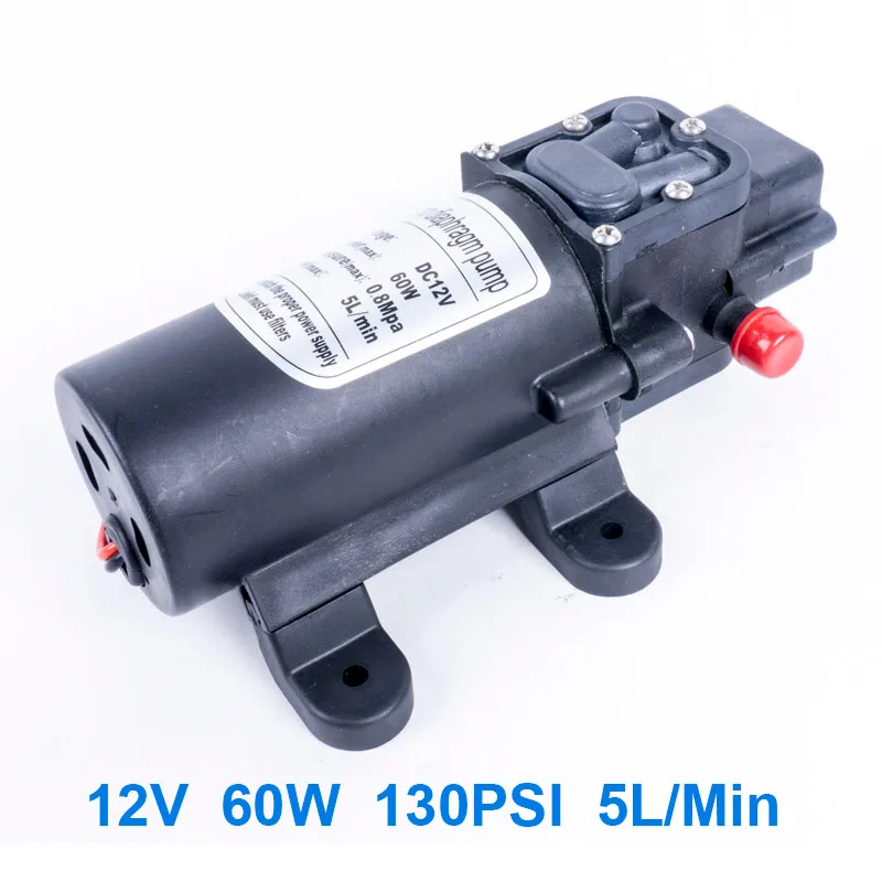 Return valve type Прочный DC 12 В 60 Вт 5л/мин сельскохозяйственный Электрический водяной насос черный микро высокого давления мембранный распылитель водяного насоса Автомойка 12В - Напряжение: Return valve type