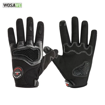 

WOSAWE Cycling Gloves Touchscreen PU Leather Bike Microfiber TPU Full Finger Protective Gear Motocross Racing Motorbike Gloves