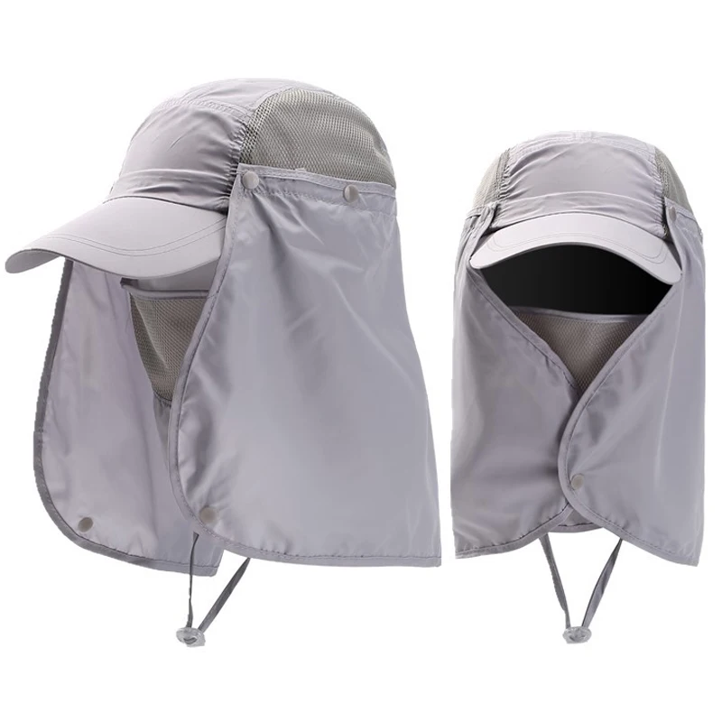 Light gray Мужская Женская Солнцезащитная шляпа 360 градусов Защита от солнца ветрозащитная шапочка для верховой езды на открытом воздухе NIN668 - Цвет: Light gray