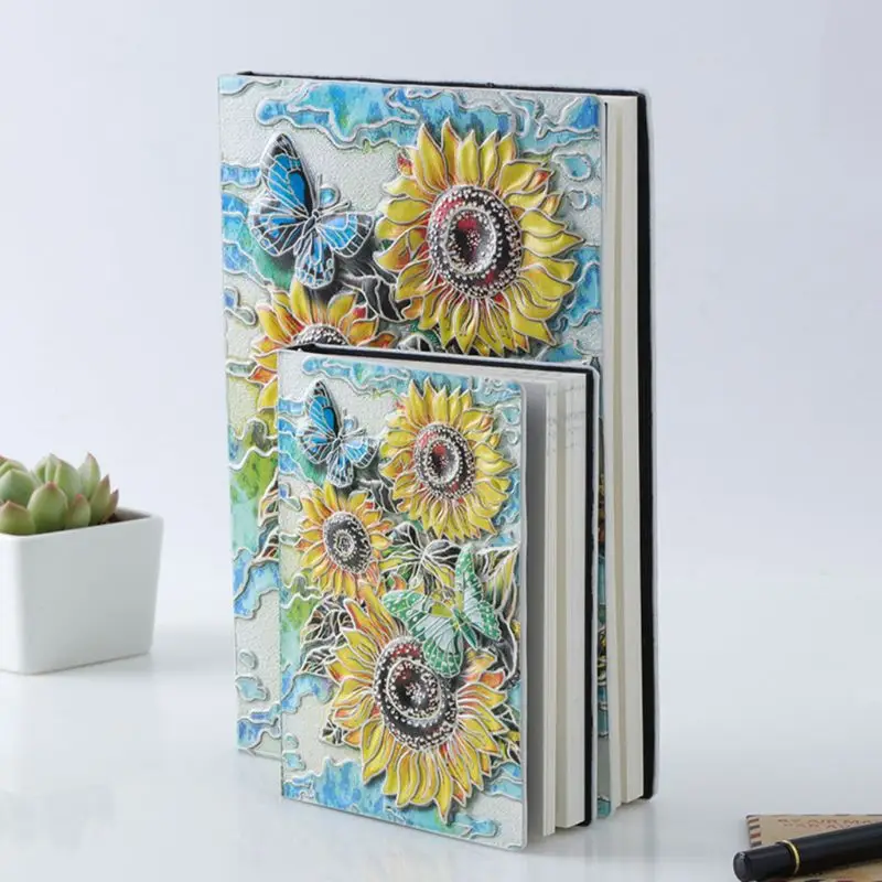 3D Sunflower тиснением Тетрадь журнал записная книжка Дневник путешествия планировщик Бизнес школьные канцелярские принадлежности