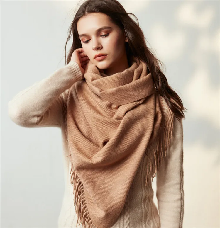 Brands Warm Cashmere Scarf Female Thick Soft Winter Poncho Brown Long Shawl Plaid Wrap For Women Tassel Stoles Lady Wool Scarfs