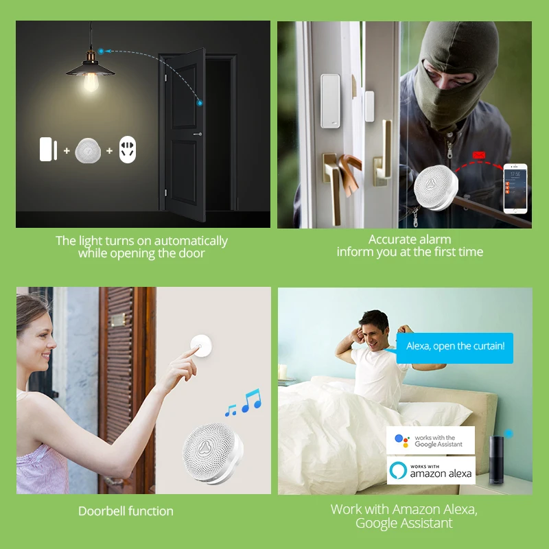 Fuers WiFi Gateway Alarm System Tuya APP control Intelligent night light Smart home security system smart doorbell