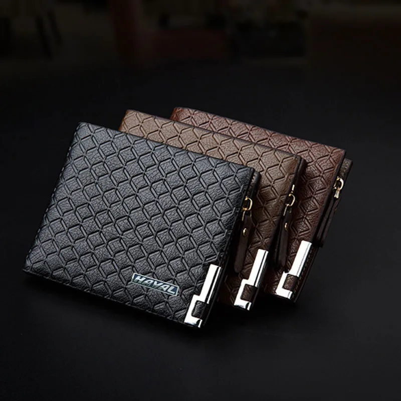 Короткий стильный кошелек черный светильник лый/темно-коричневый верх из