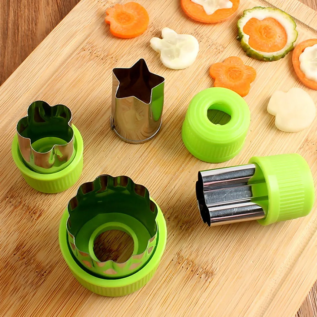 TENSKE 12pcs Vegetables Fruit Mold Cutter Tools Kitchen Accessories Star Animals Shape Cake Cookie Mold Plunger Mold Cutter AG28