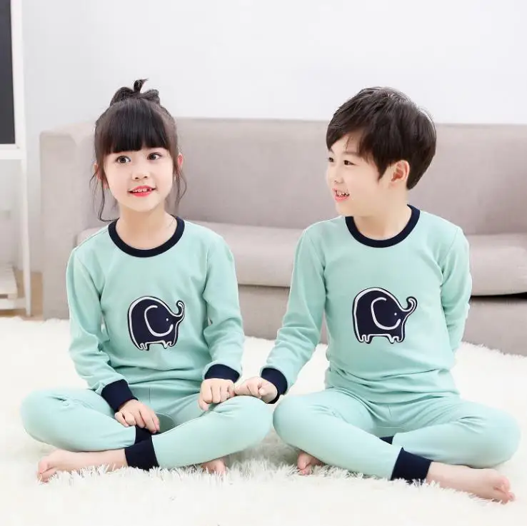 style 2 Boys and girls spring and autumn home service autumn new big boy cotton long-sleeved pajamas set children's clothing - Цвет: style 2