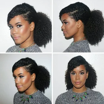 

DIANQI Drawstring Afro Short Kinky Curly Ponytail Synthetic curly Hair Extensions Pony Tail For African American
