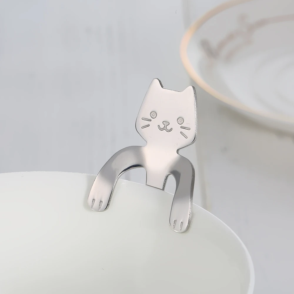 Ложка в форме кошки из нержавеющей стали для чая, кофе, мороженого, чайная ложка, столовые приборы, принадлежности для дома, кухни, офиса, вечерние