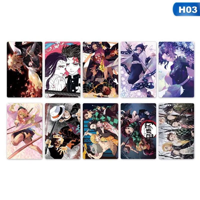 Demon Slayer Kimetsu no Yaiba Anime Card Sticker Pack DIY Waterproof Card Classic Kids Stickers toys for children 10 pcs