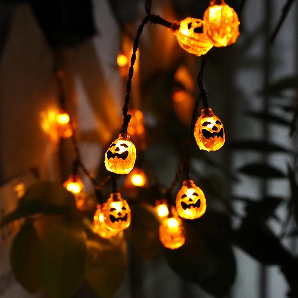 6M30LED mini pumpkin Солнечная энергия Хэллоуин, тыква, призрак светодиодный свет шнура водонепроницаемый открытый сад украшения забавные имитирующие светодиодный Сказочный свет D30 - Испускаемый цвет: 6M30LED mini pumpkin