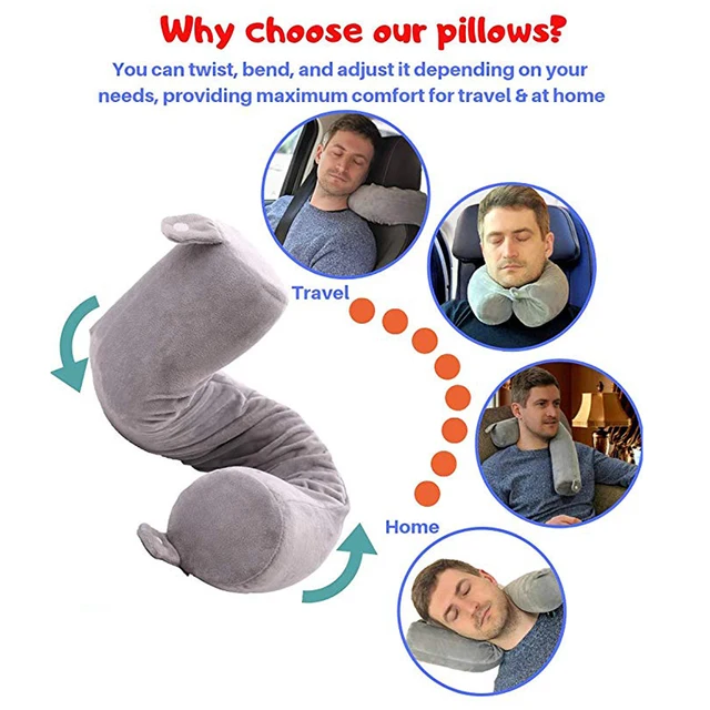 Home Relax Pillow Twist Support Pillow for Neck Chin Back Leg Adjustable Memory Foam Roll Pillow