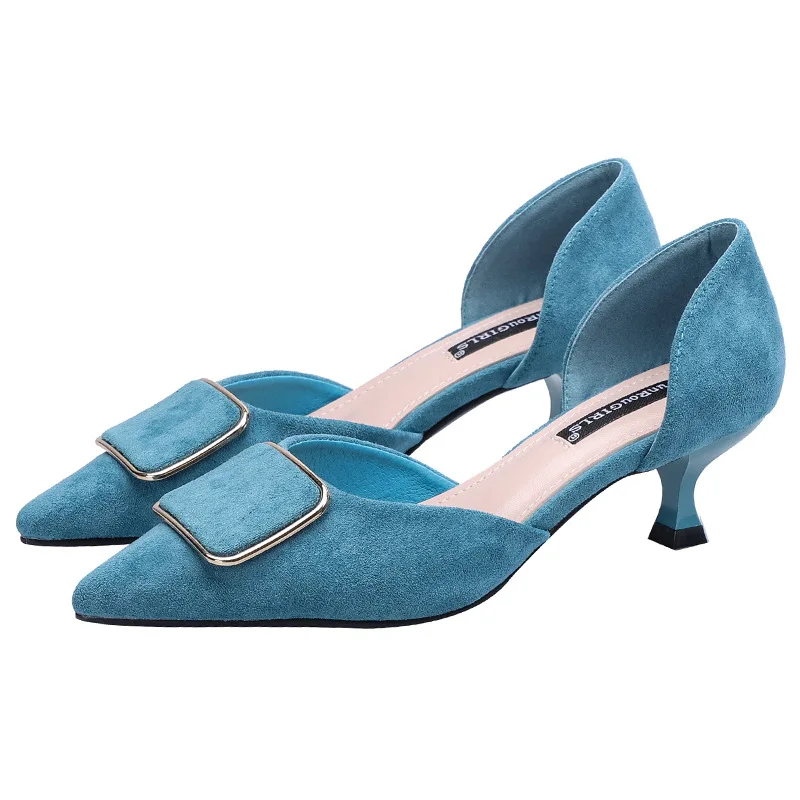 

Women Pointed Shallow Mouth Single Shoes Simple Style Lady Med Heel Work Shoes Solid Women Pumps Shoes 2019 New CH-A0152
