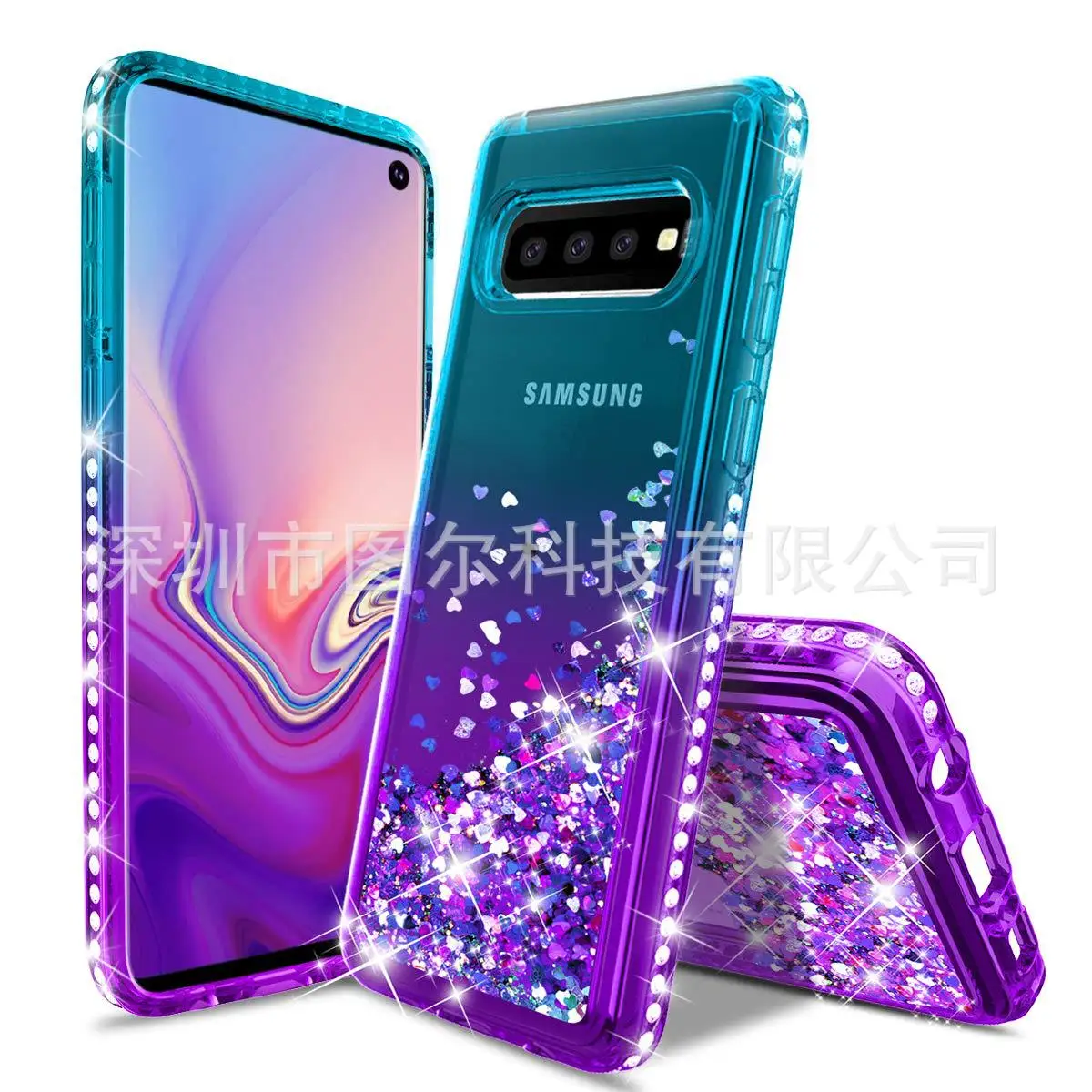 Стиль SAMSUNG S10 плюс Чехол для телефона-в-градиент эффект сыпучего песка с инкрустацией стразами, не замненная Защитный чехол S10e в настоящее время авайлаб