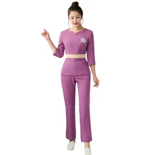 Горячая Распродажа Женская спецодежда салон красоты Рабочая одежда длинный рукав униформа медсестры медицинский Рабочий костюм форма медсестры костюм