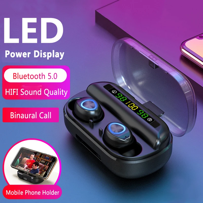 8D беспроводные наушники Bluetooth V5.0 Спортивные Беспроводные со светодиодным