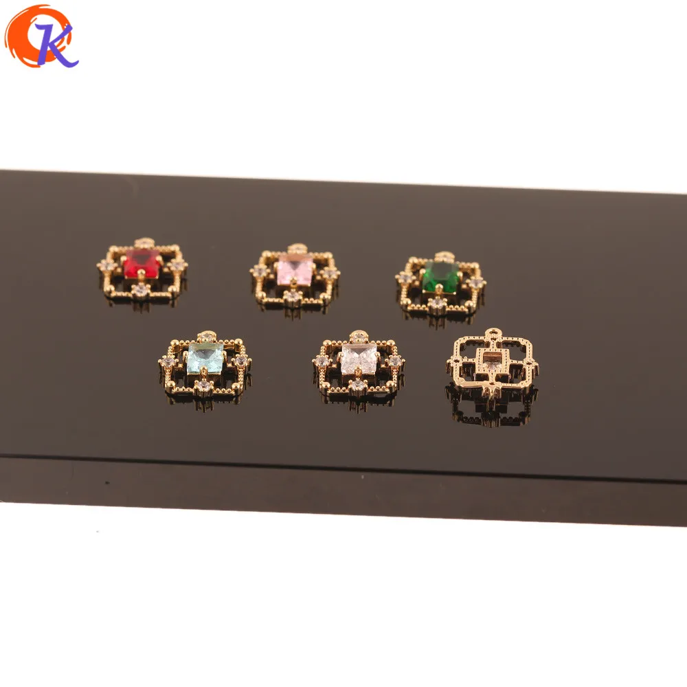 Сердечный дизайн 30 шт 13*17 мм ювелирные аксессуары/CZ амулеты/DIY Изготовление сережек/ПОДЛИННОЕ золотое покрытие/ручная работа/Стразы кулон