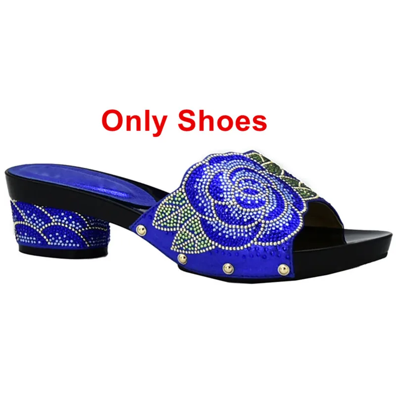 Blue shoes only Новинка, комплект из женской обуви и сумочки, итальянский комплект из обуви и сумки для женщин, женские свадебные туфли в нигерийском стиле украшенные камнями - Цвет: Blue shoes only
