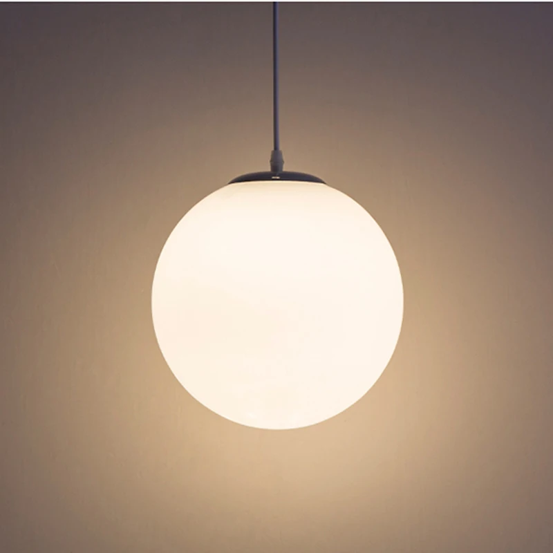 Modern Glass Ball Pendant Lights White Globe Hanging Lamps Bar Restaurant Deco Luminaire Bedroom Light Fixture Pendant Lamp Led