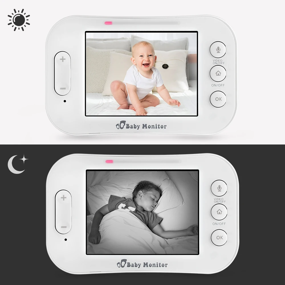 FUERS 3.5 Inch Portable LCD Color Wireless Video and Audio Baby Monitor Night Vision Camera Two Way