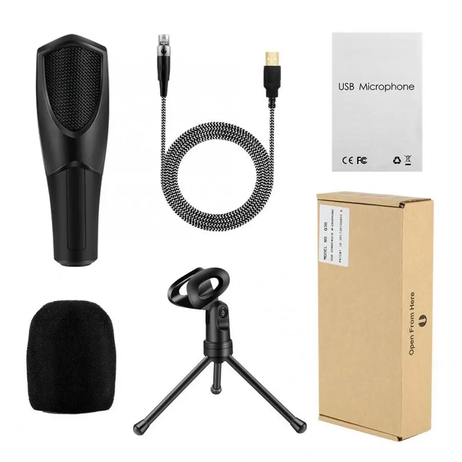 USB высокочувствительный микрофон конденсаторный микрофон Plug-and-Play с подставкой для штатива для настольного ноутбука Горячая
