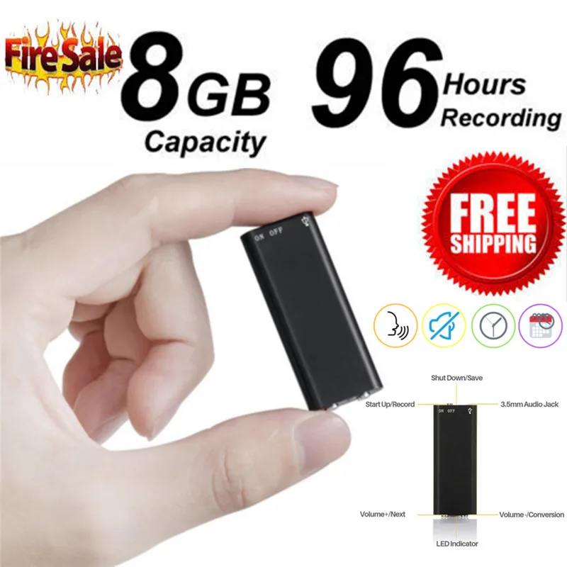 Мини 8GB Магнитный цифровой диктофон аудио Диктофон MP3