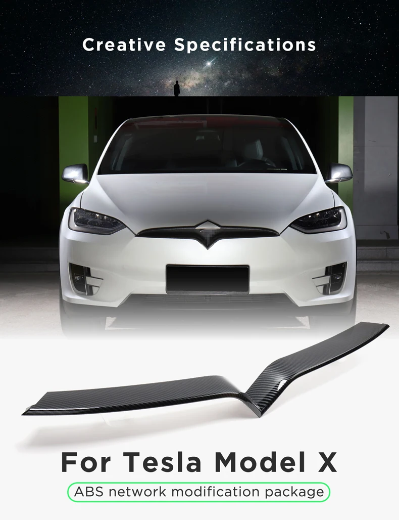 LUCKEASY ABS networ k модификация посылка для Tesla модель X- автомобиля Передняя сетка отделка полосы углеродного волокна